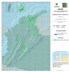 mapa de bosques secos en Colombia