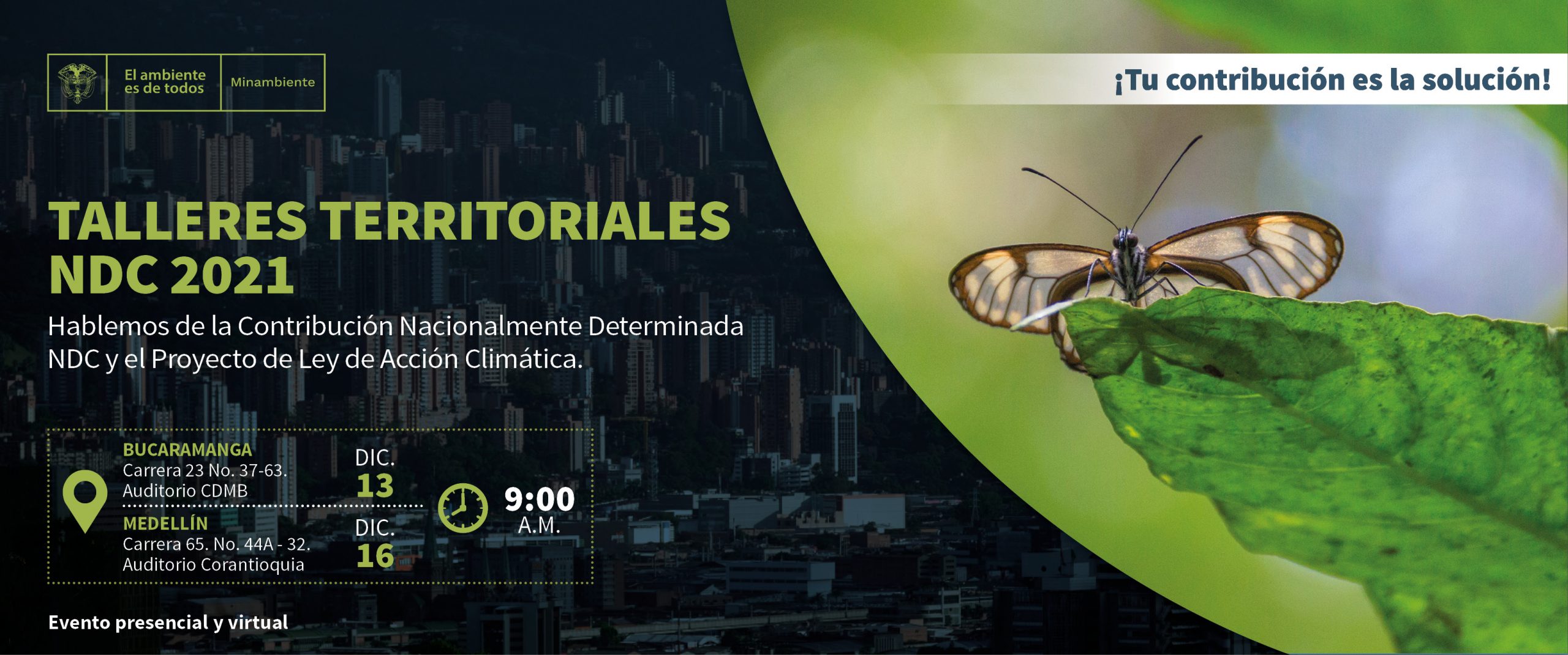 El 13 y 16 de diciembre, talleres gratuitos sobre las metas climáticas de Colombia