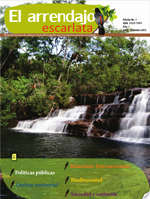 portada primera edición de la revista del arrendajo escarlata- en la imagen se muestra una cascada