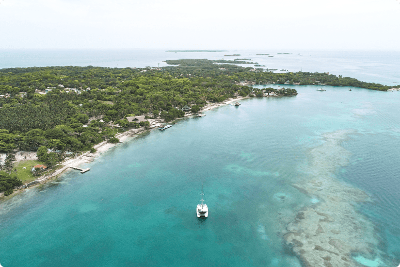 vista aérea de las playas de isla del rosario