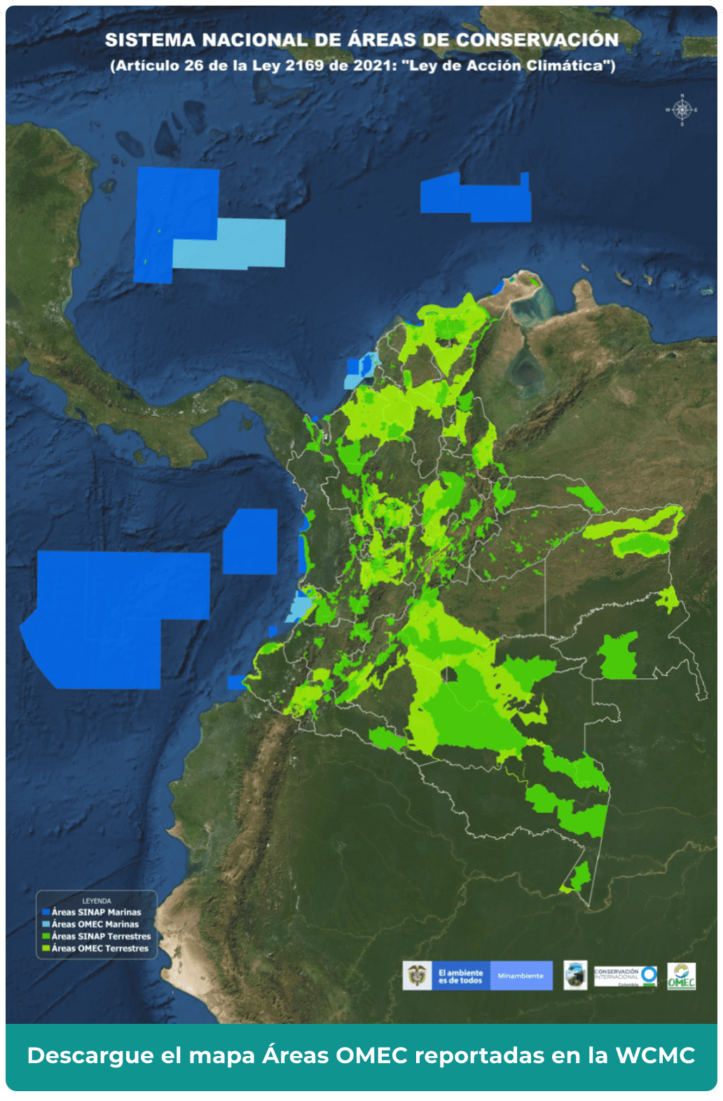 Mapa de Colombia con la ubicación de las OMEC registradas