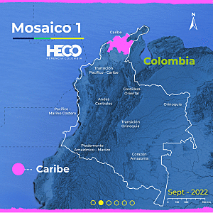 mosaico-mapa-colombia-heco mapa de colombia con puntos de corredores de biodiversidad