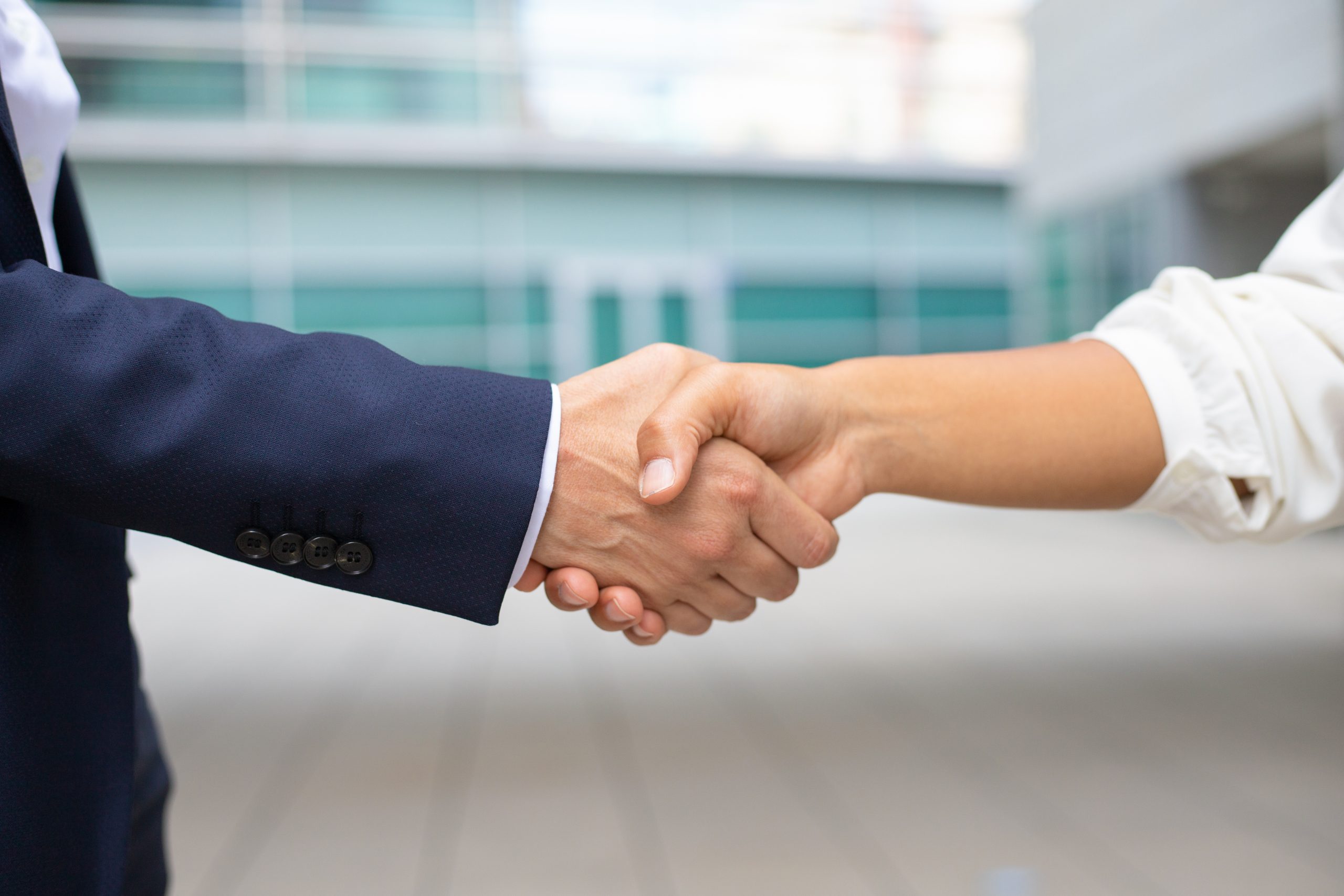 Closeup shot of business handshake.
