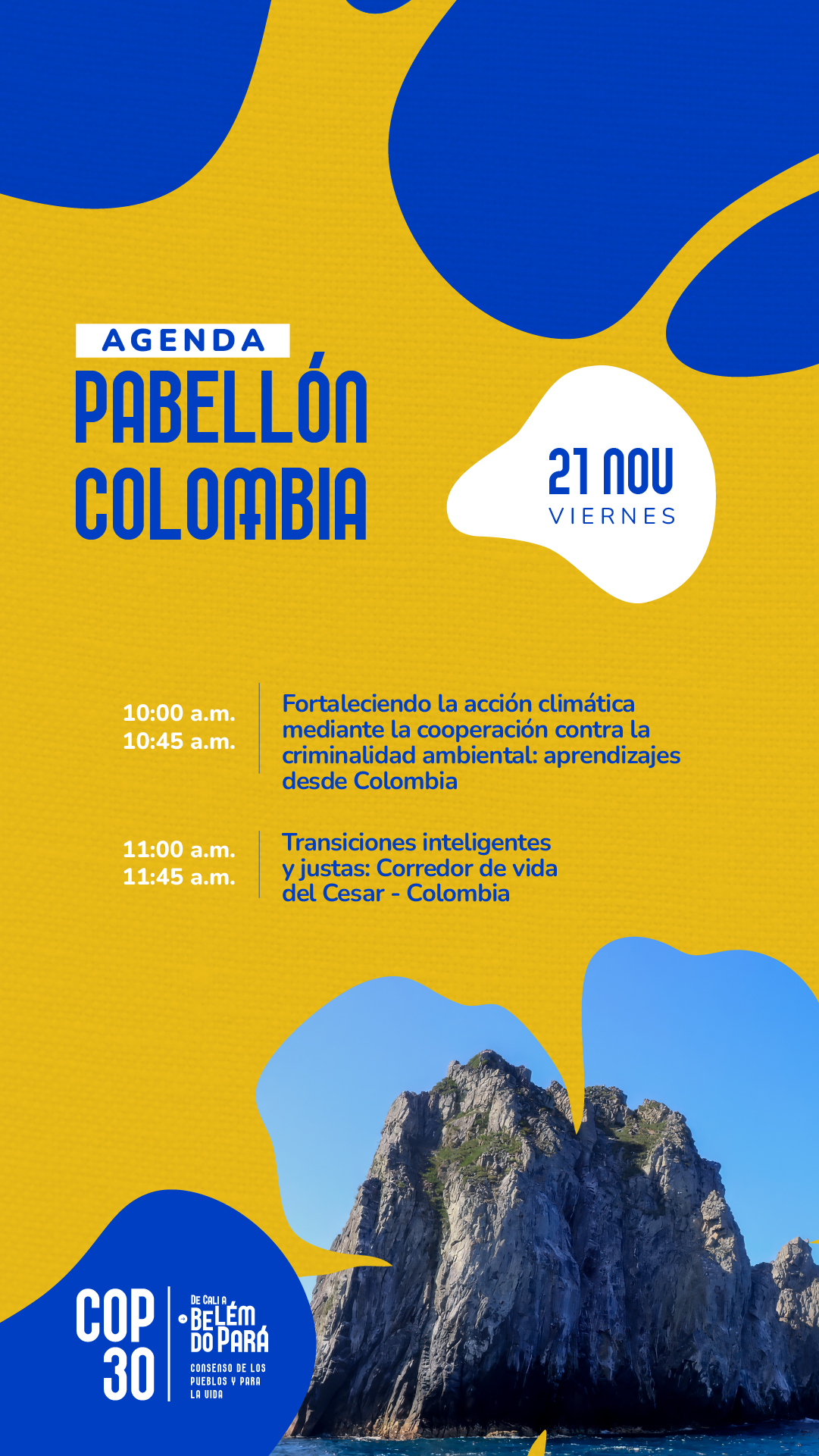 Agenda Pabellón Colombia COP30 21 de Noviembre
